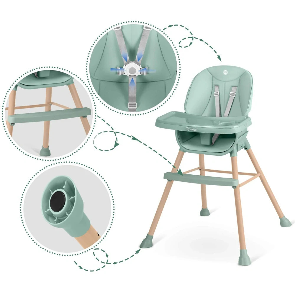 Dětská jídelní židlička Nukido Tilo zelená