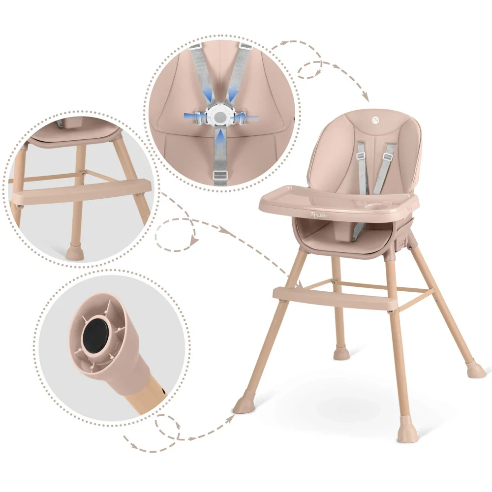 Dětská jídelní židlička Nukido Tilo růžová