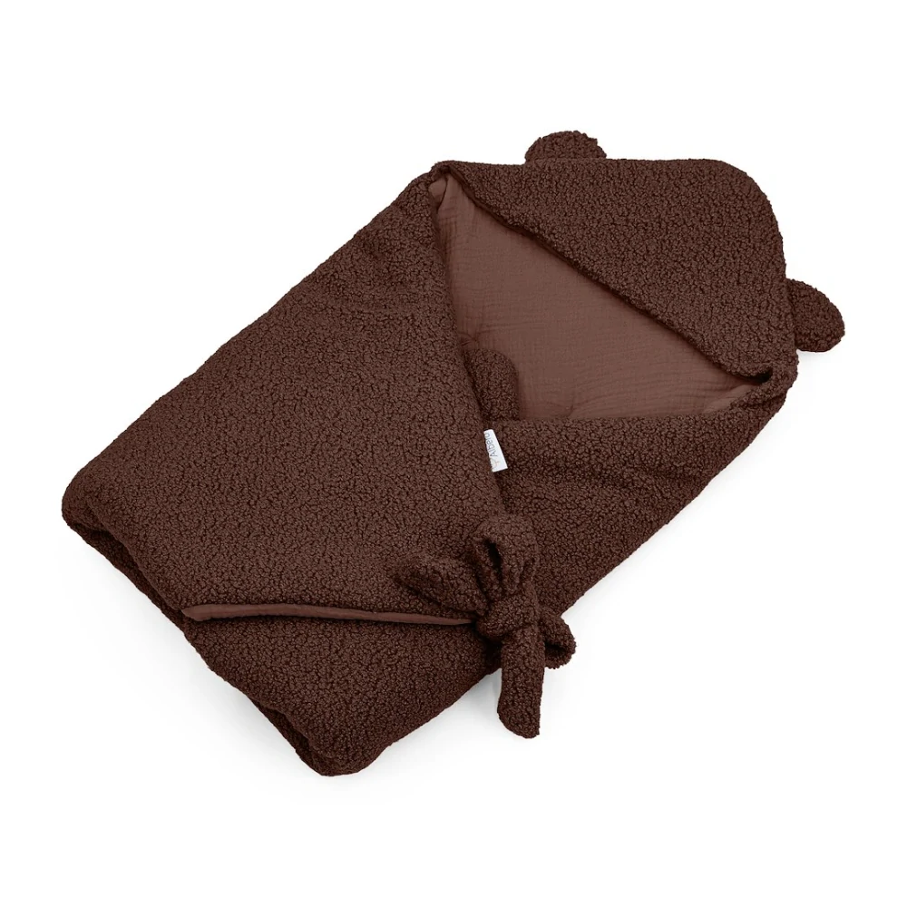 Prémiová Zimní Zavinovací Deka/Fusak do Autosedačky Cotton Muslin & Bouclé hnědá