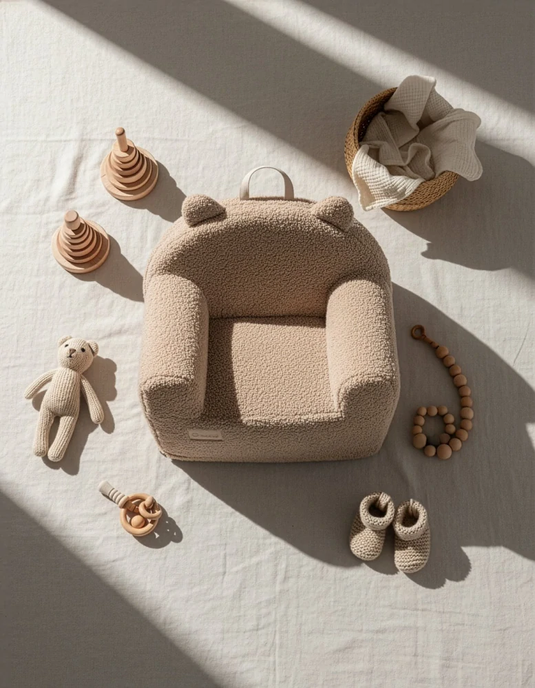 Dětské Designové Pěnové Křesílko Bouclé Karamel