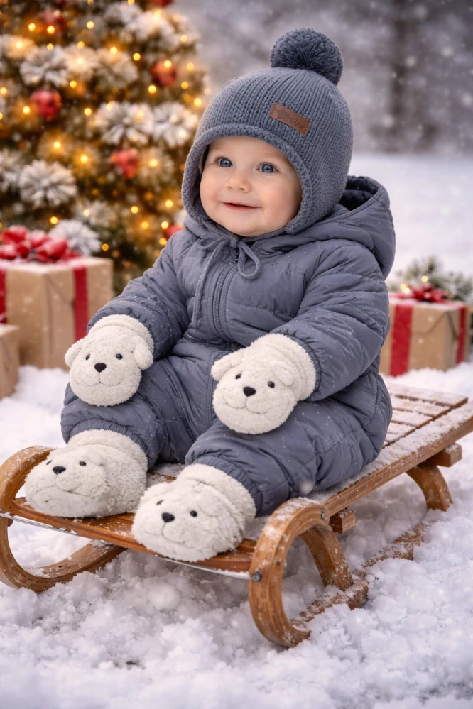 Dětská zimní pletená čepice s bambulí na zavazování vel.39