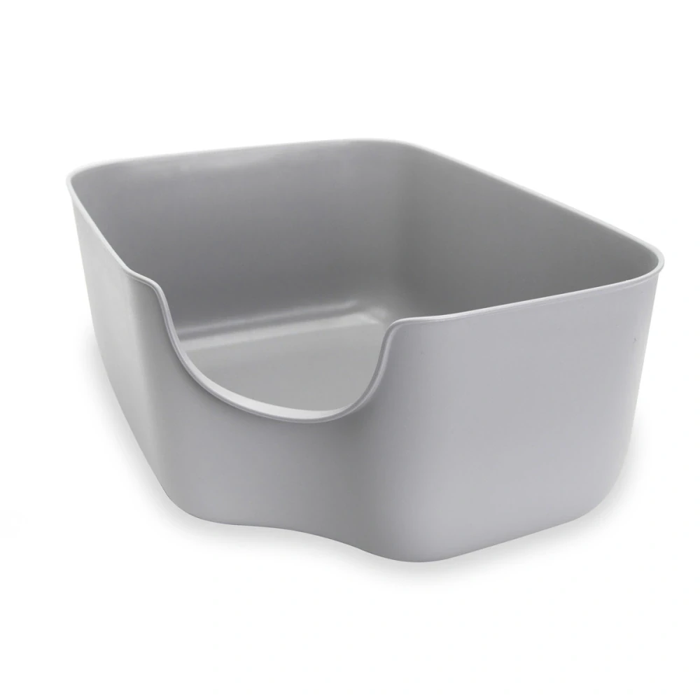 Carinio ROH otevřená toaleta pro kočky s koženou rukojetí a lopatkou - šedá