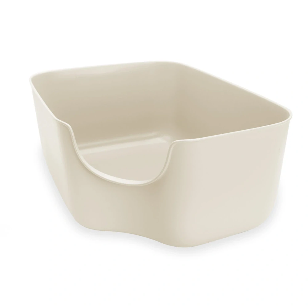 Carinio ROH otevřená toaleta pro kočky s koženou rukojetí a lopatkou - béžová