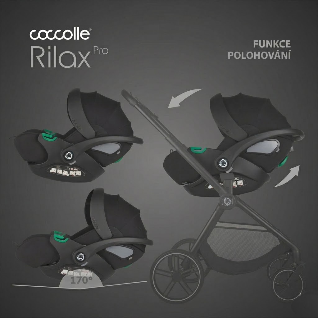 Polohovatelná autosedačka 0-13kg Coccolle Rilax Pro 2v1 i-Size System  jet black