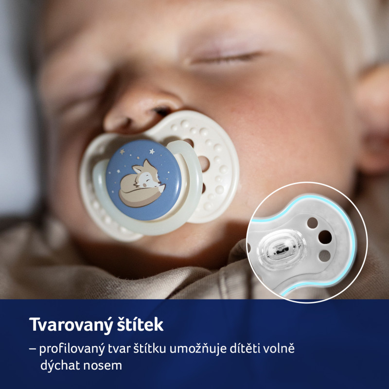 LOVI Dudlík silikonový dynamický NIGHT&DAY 18m+ 2ks holka