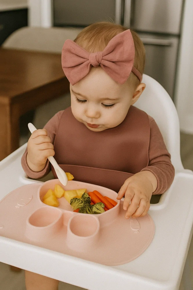 Silikonový dělený talířek 2v1 s víkem Králíček 