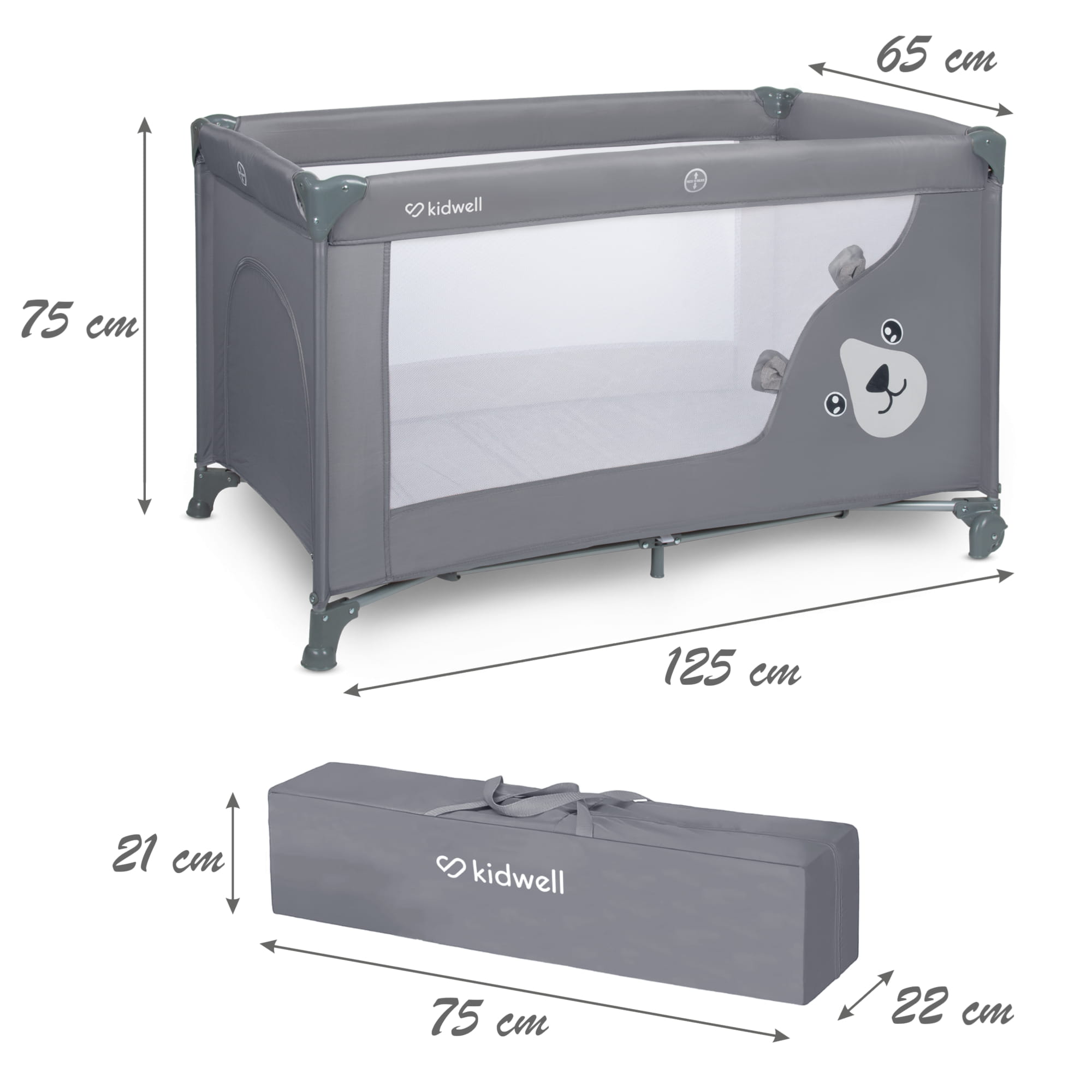 Cestovní postýlka KIDWELL BLISSY BASIK grey
