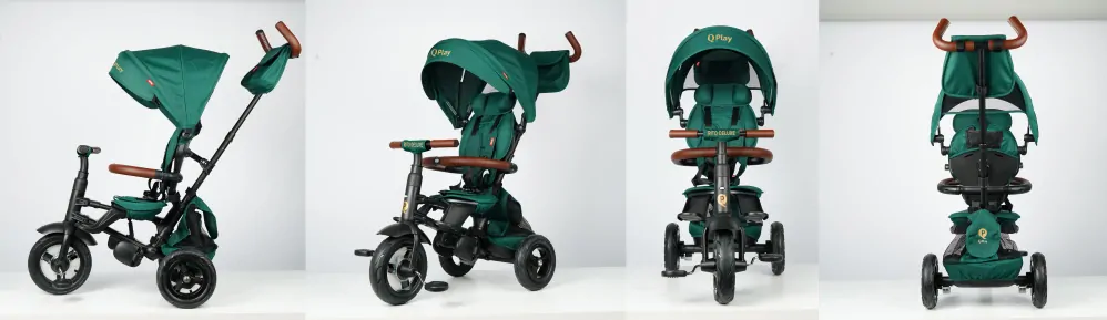 Multifunkční skládací tříkolka Qplay Rito Deluxe zelená
