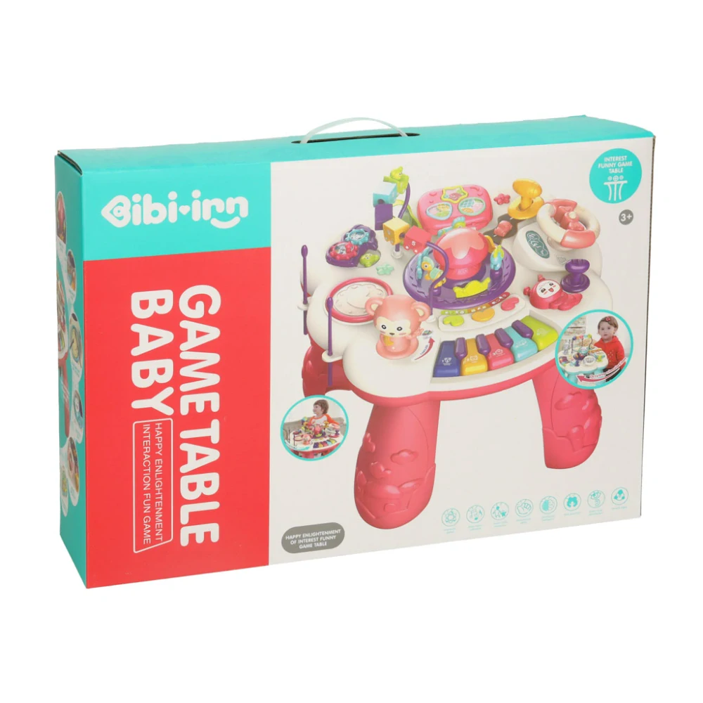 Multifunkční stoleček s piánkem a aktivitami BiBii-nn růžový