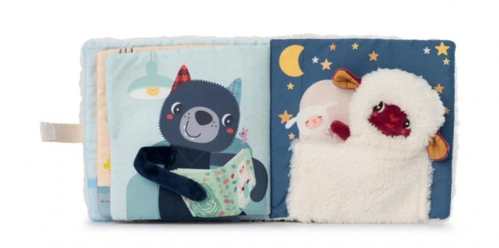 Lilliputiens - textilní knížka s prstovou loutkou - dobrou noc s ovečkou Yvon 
