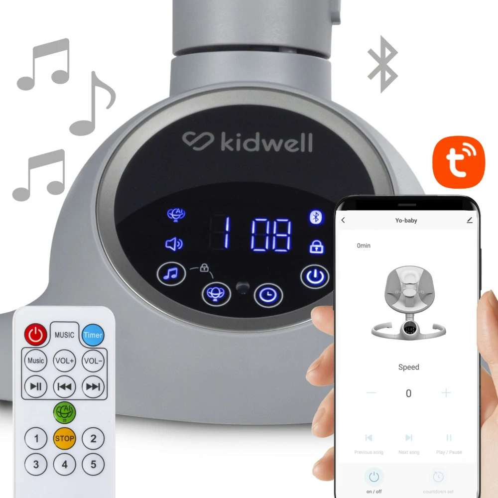 Elektrická houpačka REVE Grey/Silver 2v1