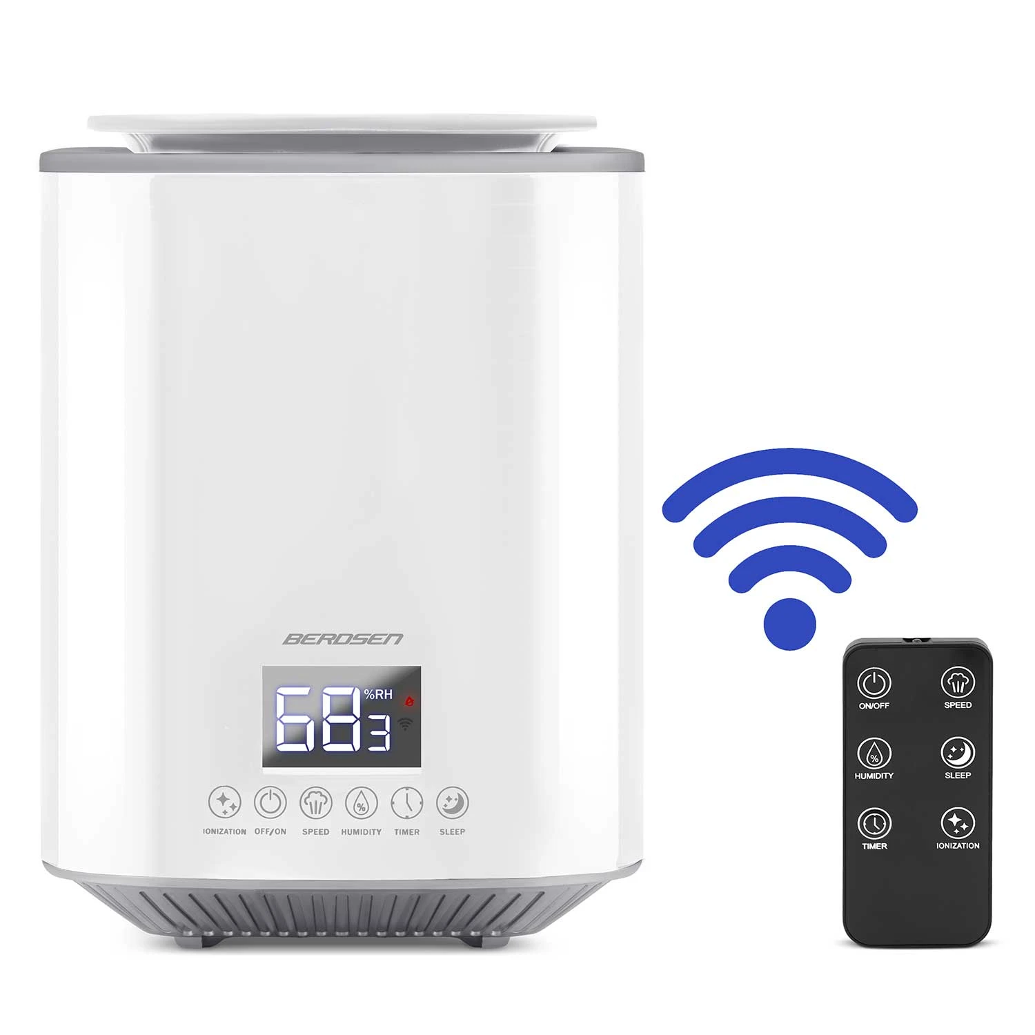 Ultrazvukový zvlhčovač vzduchu Berdsen Premium s ionizátorem a aroma difuzérem white