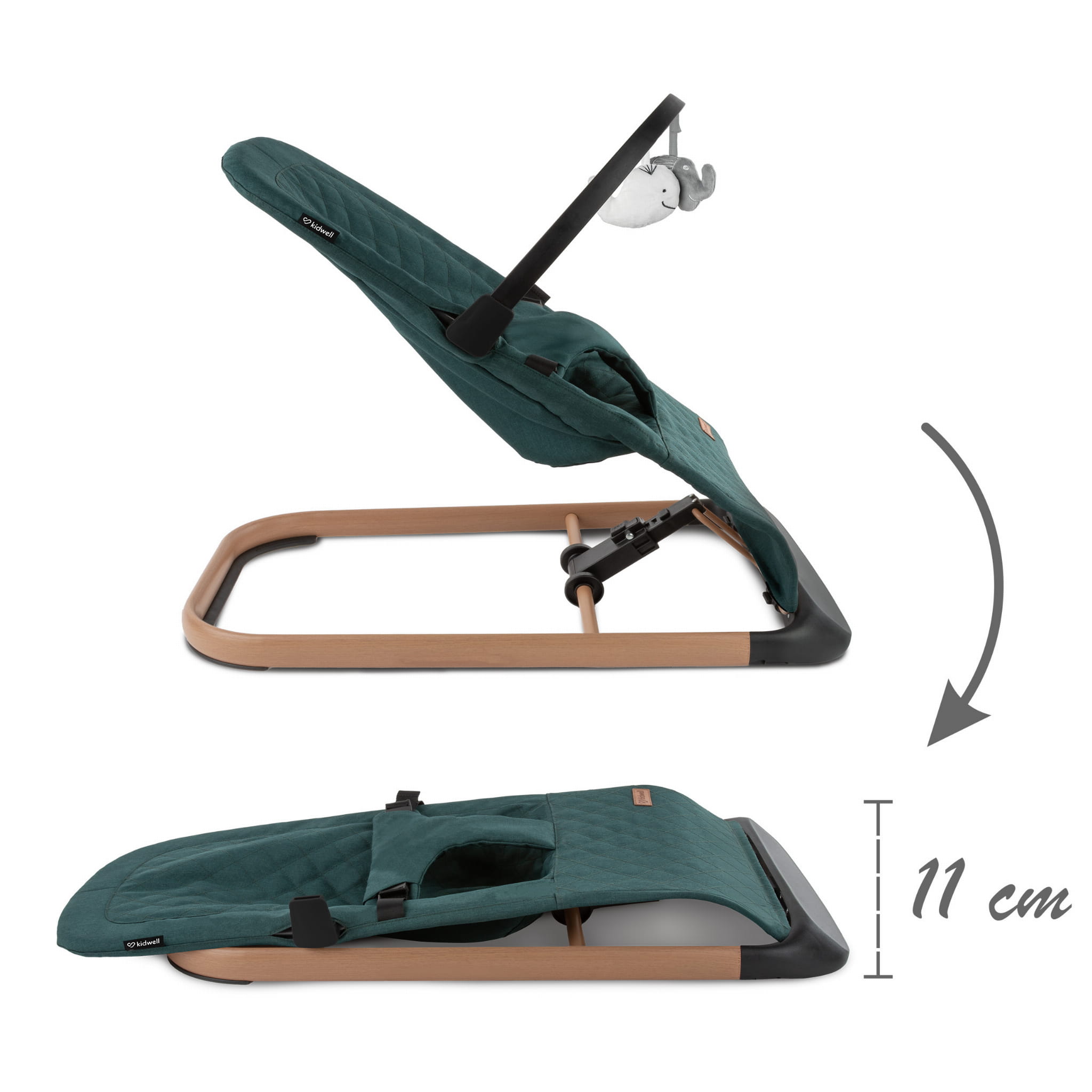 Houpací lehátko Kidwell LARO Green/Wooden