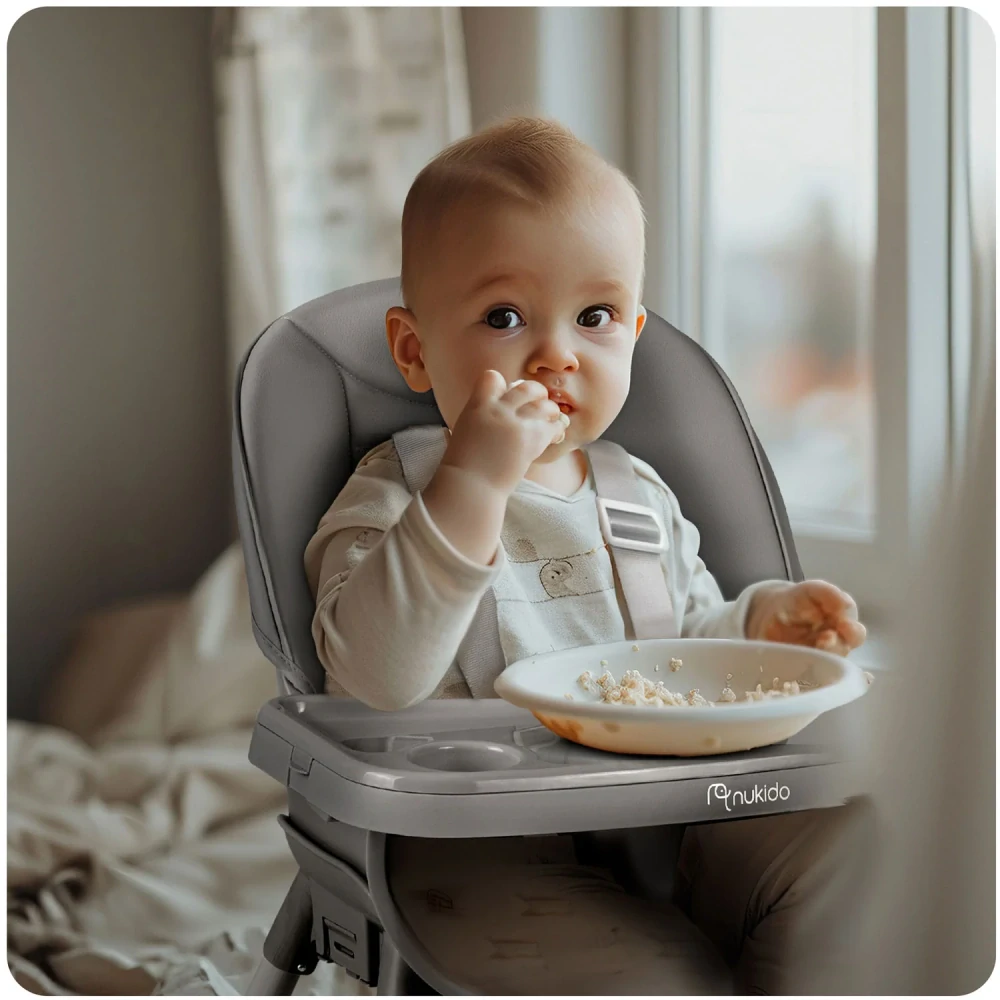 Dětská jídelní židlička Nukido Tilo šedá