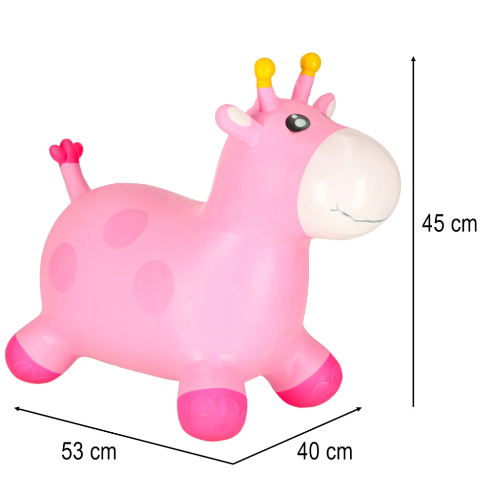Hopsadlo gumové Žirafa růžová set skákadlo s pumpičkou