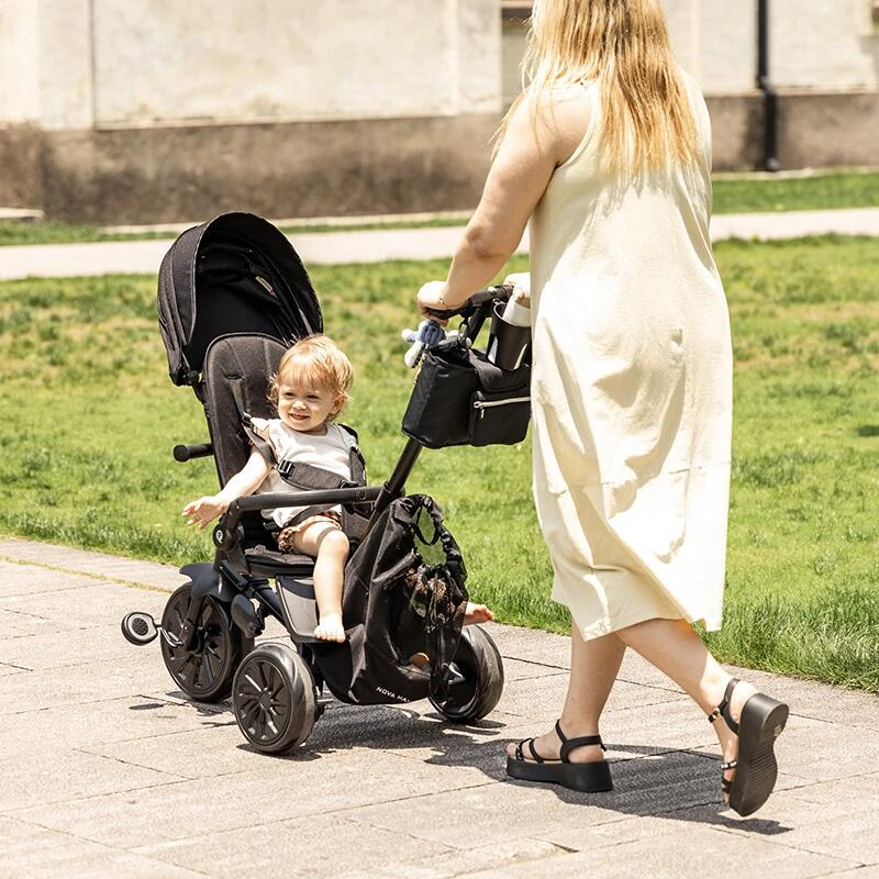 Qplay Nova Max multifunkční skládací tříkolka s příslušenstvím černá