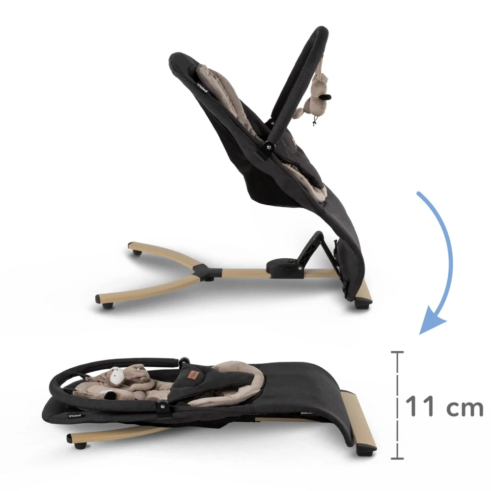 Houpací lehátko Kidwell RUBI černo/béžové