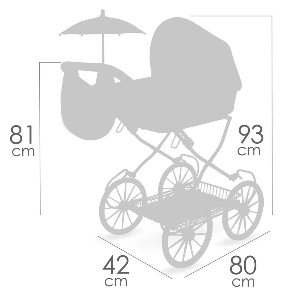 Dětský luxusní skládací kočárek pro panenku DeCuevas s taškou Tulipe lososový