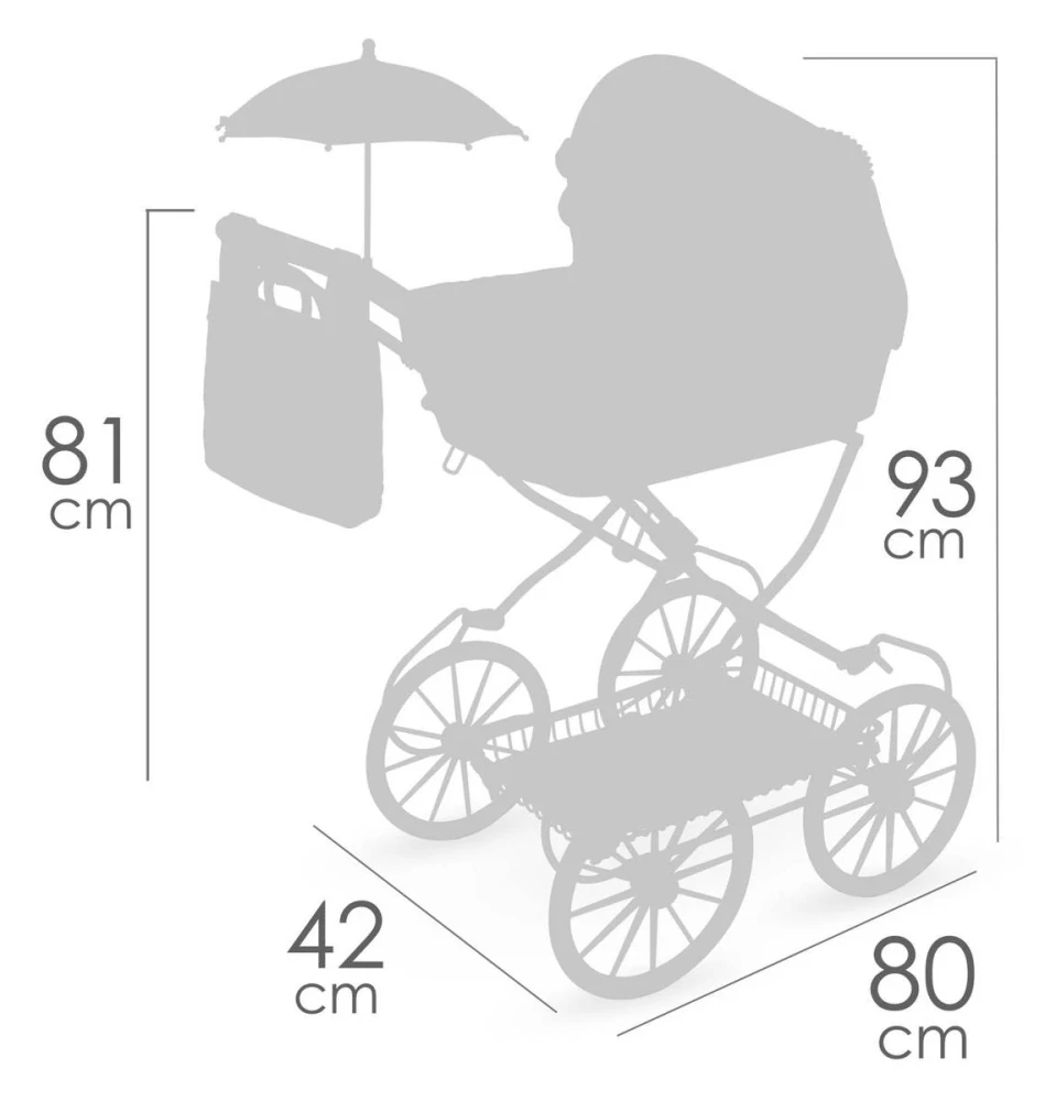 Dětský luxusní skládací kočárek pro panenku DeCuevas Sofia s taškou a doplňky