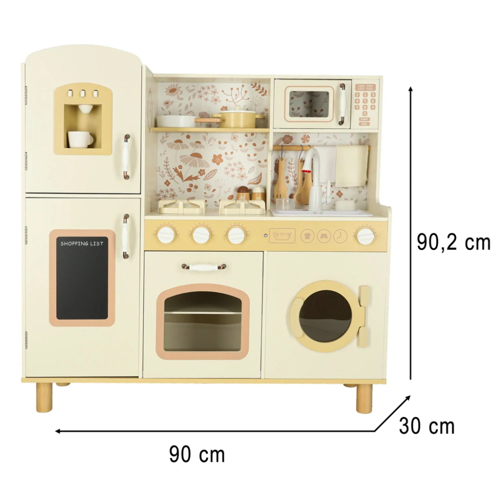 DŘEVĚNÁ KUCHYŇKA PRO DĚTI PASTELOVÁ 90CM - VODA, SVĚTLO, ZVUK
