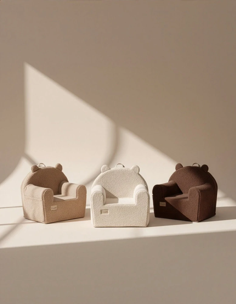 Dětské Designové Pěnové Křesílko Bouclé Karamel