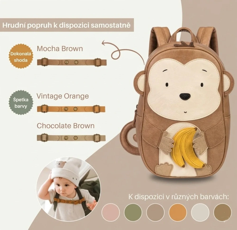 Dětský batůžek z eco kůže OPIČKA - Affe Momo