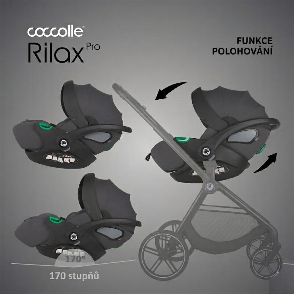 Polohovatelná autosedačka 0-13kg Coccolle Rilax Pro 2v1 i-Size System Greystone