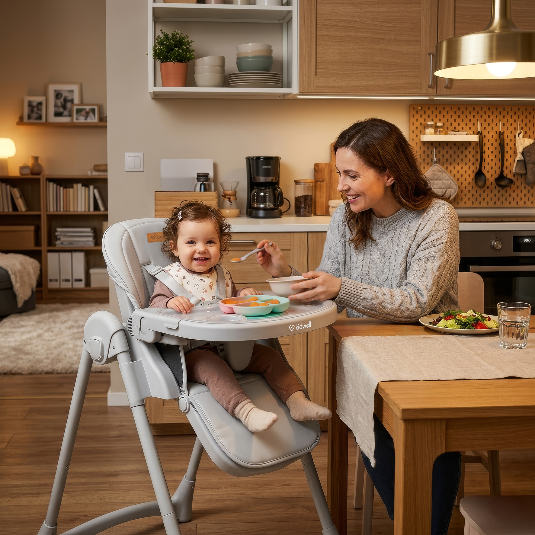 Dětská jídelní židlička Kidwell FORTO – Šedá