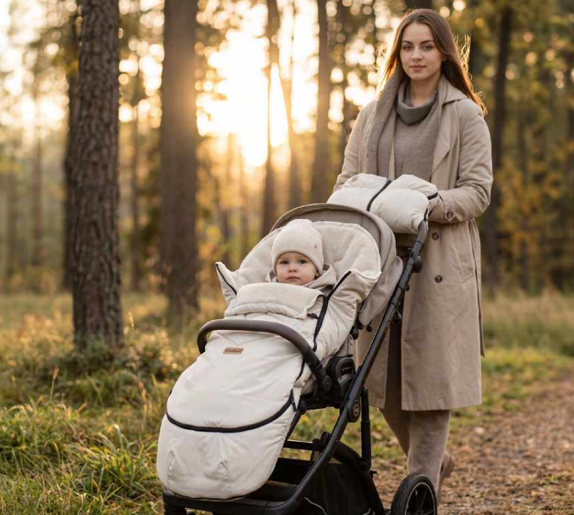 Luxusní zimní fusak vlněný do kočárku EverGrow Aspen (0–36 měsíců) - vanilka