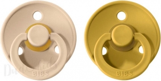 Dudlíky z přírodního kaučuku Bibs Colour vel. 6-18m 2ks Vanilla/Mustard