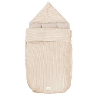 BimbiDreams Luxusní hřejivý fusak do autosedačky 2v1 Vento béžové proužky