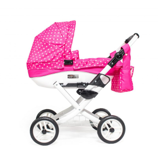 Dětský kočárek pro panenky Jasmine Kids 9 růžový puntík