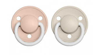 BIBS De Lux dudlíky z přírodního kaučuku 2ks - 0-6m blush/vanilla-noční
