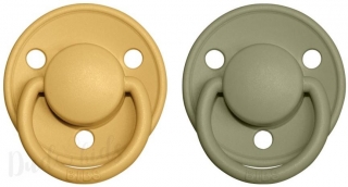 BIBS De Lux dudlíky z přírodního kaučuku 2ks - 0-6m Honey Bee/Olive