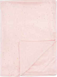Dětská sametová dvouvrstvá deka BimBi Pirulos se zlatými tečkami - růžová