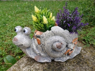 Obal na květináč se solárem- Šneček