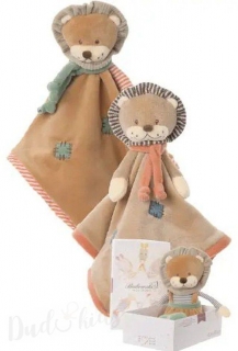 Luxusní muchláček MAEL BABY RUG muchláček s oranžovou šálou (30x30 cm) v dárkovém boxu