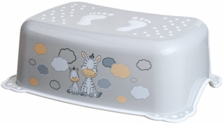 MALTEX Stupínek k WC a umyvadlu Zebra protiskluzový - grey pevny plast