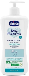 CHICCO Šampon na tělo s dávkovačem Baby Moments Protection 93 % přírodních složek 500 ml_prot.