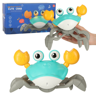 Interaktivní hračka krab - zeleno-modrý se zvukem a chodící