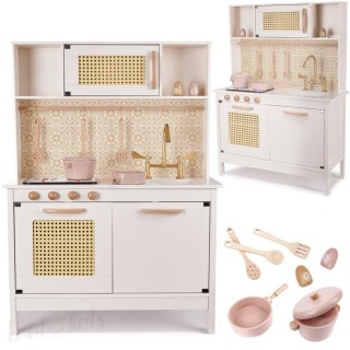 RETRO MDF DŘEVĚNÁ KUCHYŇKA PRO DĚTI S DOPLŇKY BOHO, 100 CM