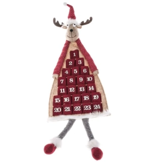 Textilní adventní kalendář - SOBÍK 120cm červený