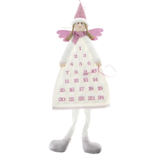 Textilní adventní kalendář - ANDÍLEK 110CM fialový