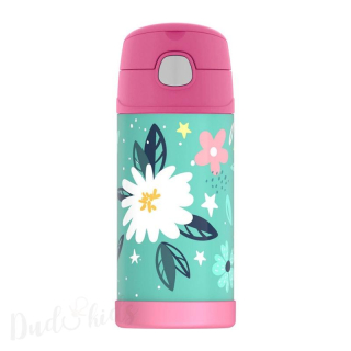 Dětská nerezová termoska THERMOS s brčkem wild flowers