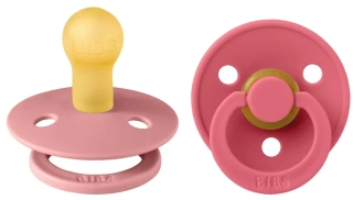 Dudlíky z přírodního kaučuku Bibs Colour vel. 0-6m 2ks Dusty Pink / Coral 