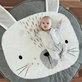 Hrací deka /podložka kulatá KRÁLÍČEK šedá 85cm