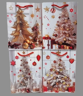 Dárková papírová taška vánoční stromek větší 32x26cm