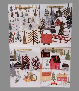 Dárková papírová taška vánoční moderní design velká 32x26cm