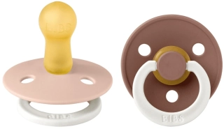 Dudlíky z přírodního kaučuku Bibs Colour vel. 6-18m 2ks_ Blush/Woodchuck noční