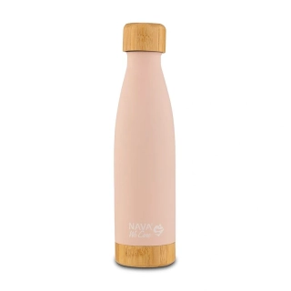 Nerezová vakuová cestovní láhev bambusová NAVA"We care" růžová 500ml